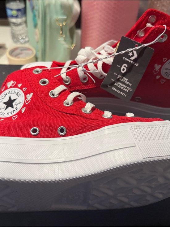 Converse Shoes - Converse Red High Top Sneakers with Heart Accents